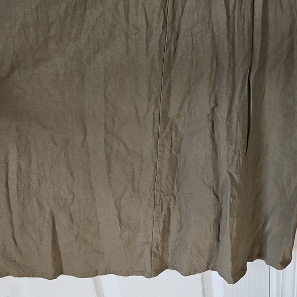 T Tahari Olive Neutral Sleeveless Mini Dress Linen Blend - Picture 4 of 8